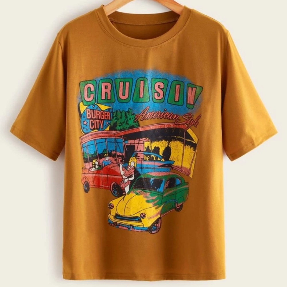 Orange graphic tee shirt